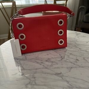 Hammitt Lighthouse Red/ Coral Clutch with Silver Grommets